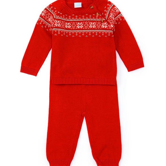 Edgehill Collection Baby Boy  Round Neck Long Sleeve Fairisle Sweater Set - Picture 1 of 11